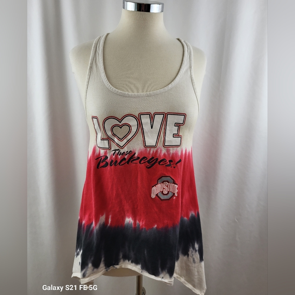 Creative Apparel Red White and Blue Racer Back Ohio State Top Size Large